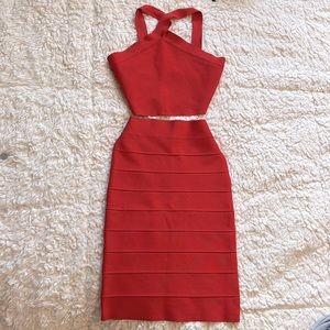 BCBG Alexa 2 Pieces Skirt Set . Good Condition.Size S. Color Orange.